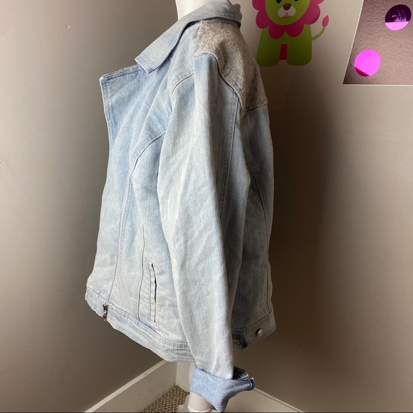 CODE BLEU DENIM JEAN LACE EMBROIDERED JACKET - Picture 5 of 11